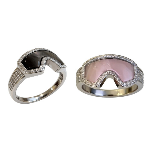 Snow Goggles Shape Adjustable Rings Opening Jewelry-Black 1 1