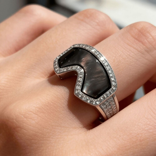 Snow Goggles Shape Adjustable Rings Opening Jewelry-Black 1 2