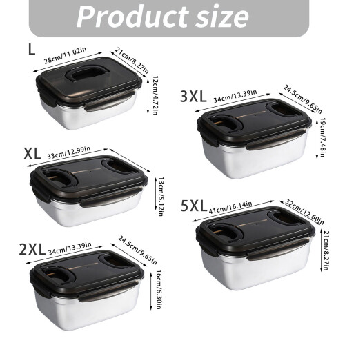 Récipient de stockage de nourriture en acier-TAILLE 2XL 2