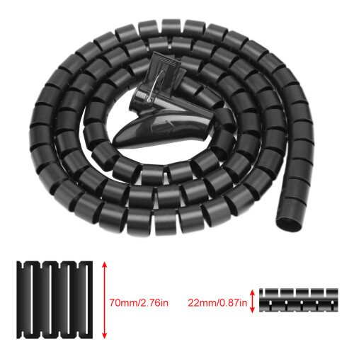 1.5m Flexible Cable Wrap Tube 22mm Black