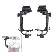 2pcs Adjustable Drum Rim Clamp Clip On Microphone Holders, Black