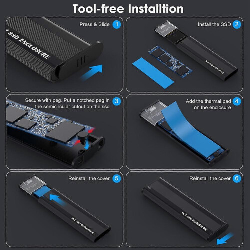 M2 SSD Case NGFF 5Gbps SATA Protocol M.2 to USB 3.1 Gen1 SSD Adapter for NGFF SATA SSD Disk Box M.2 SSD Case 2