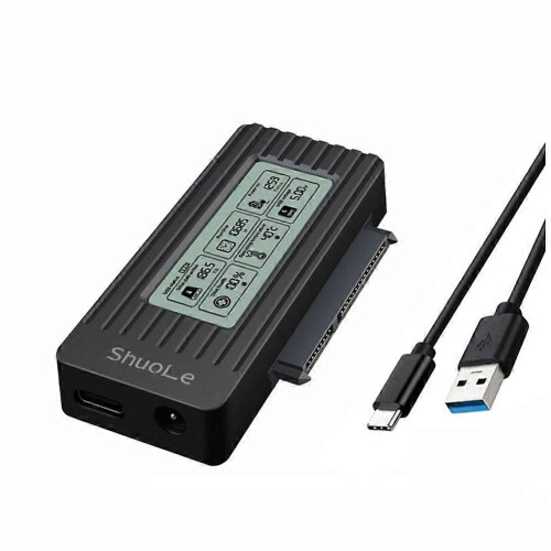 ShuoLe USB 3.1 Caixa do disco rígido Adaptador de disco rígido de 2,5/3,5 polegadas Ecrã Digital Inteligente Cabo do Easy Drive