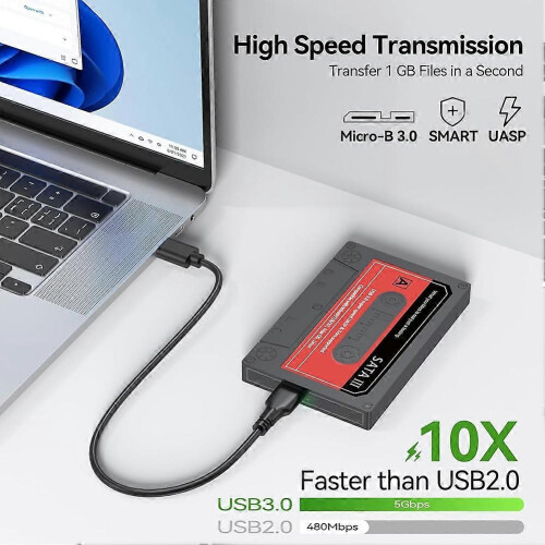 Caixa SSD, caixa de disco rígido de 2,5 polegadas Adaptador SATA para USB3.0 Conversor externo Caixa SSD para portátil PC WD Seagate 2
