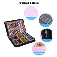 Large Capacity Pink PU Leather Pencil Case 150 Slot Organizer 28.5x20.5x5cm