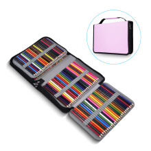 Large Capacity PU Leather Pencil Case Zipper Bag Pink 150 Slots 28.5x20.5x5cm