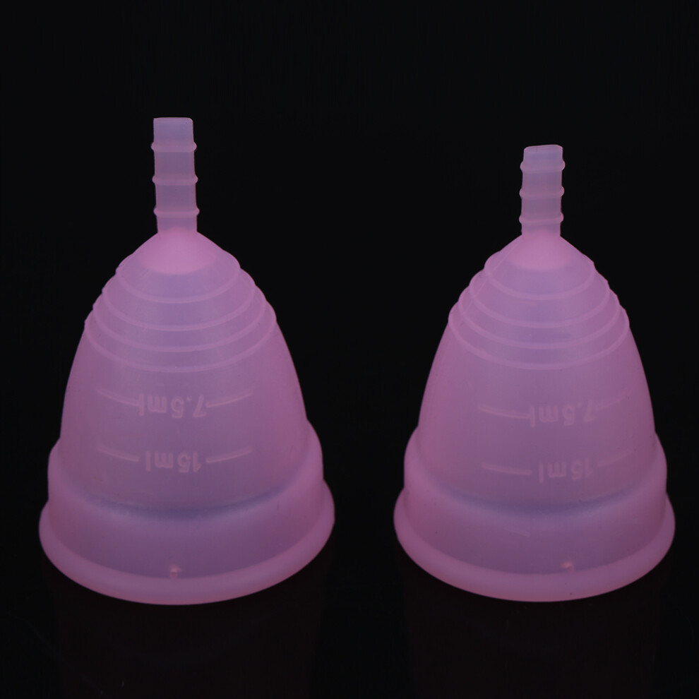 Pink 2Pcs Reusable Menstrual Cups For Women S & L Sizes