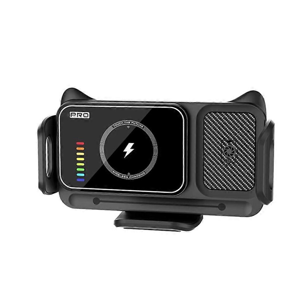 Rgb 15W Anti Shake 360 Rotation Folding Screen Car Wireless Charger Pad Holder Black/Light 6935161855142