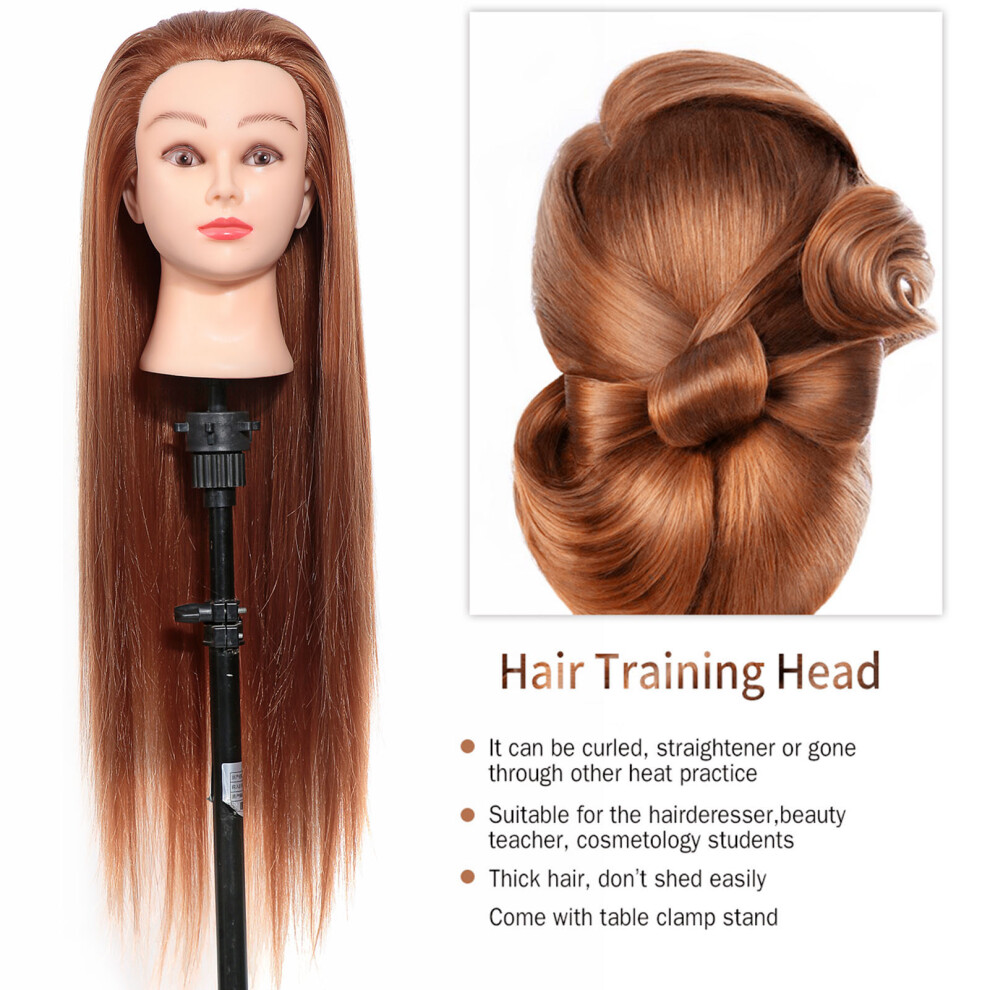 Unisex Synthetic Fiber Mannequin Head-Hairdresser Training Head-Cosmetology Doll 24Inch