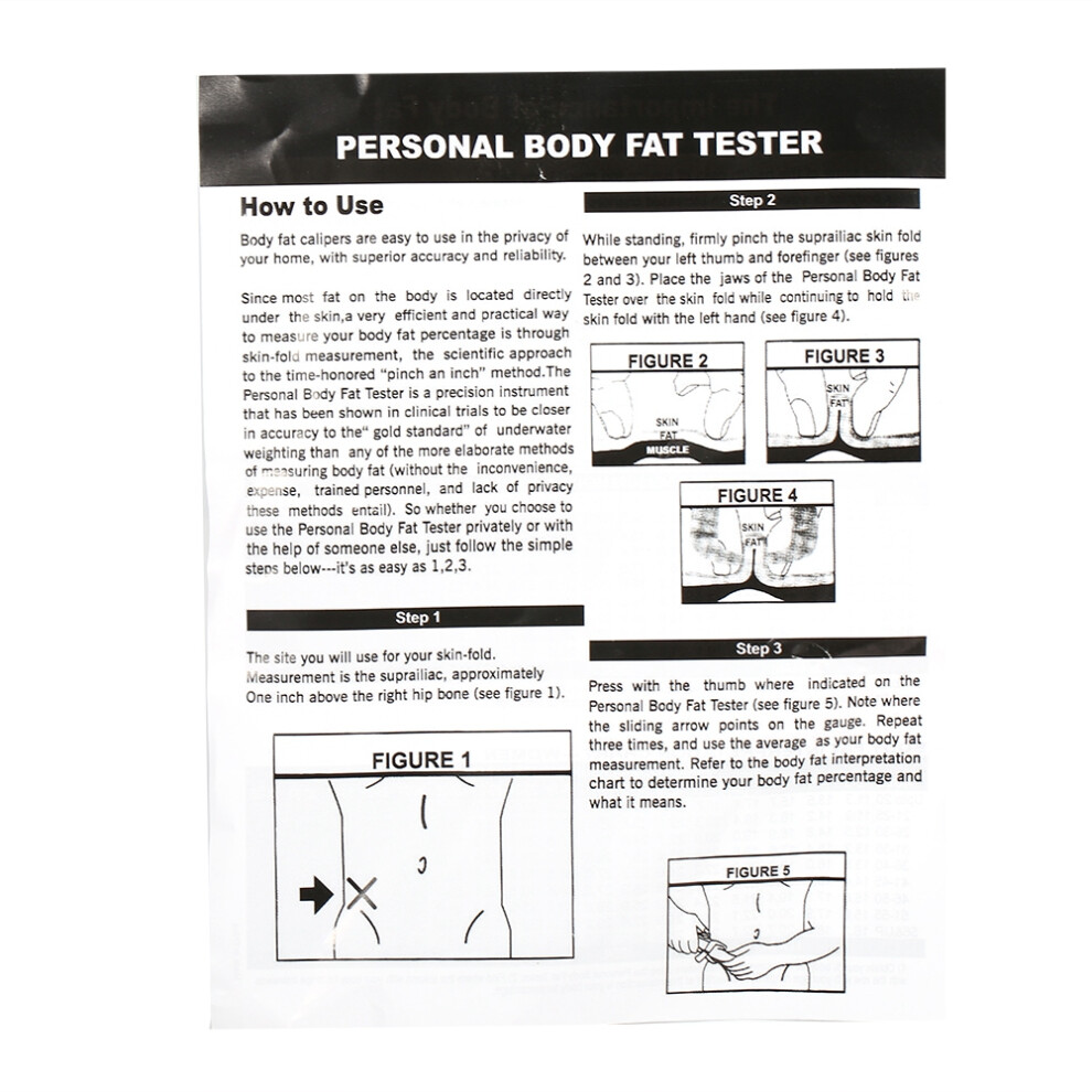 White Body Fat Caliper Skin Fold Tester for Accurate Measurement