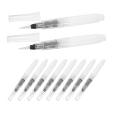 10Pcs Refillable Watercolor Brush Pens White Plastic for Travel Art