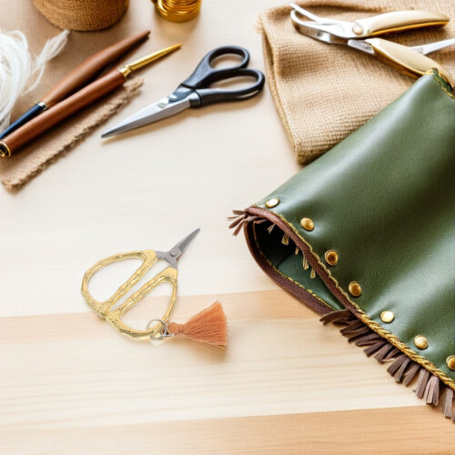 Golden Mini Sewing Scissors with Cover for Home Use 2