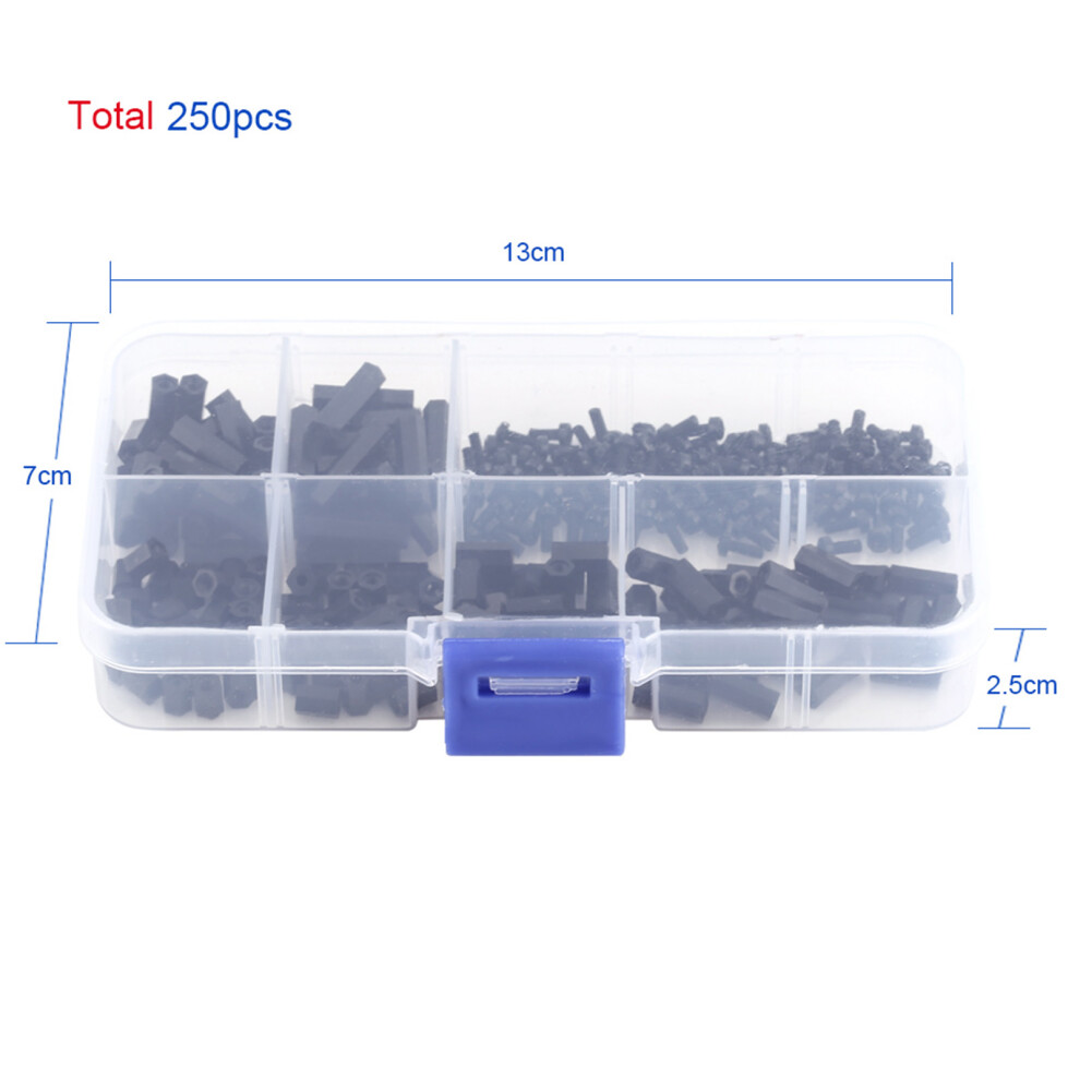 250x Nylon M2 Hex Standoff Spacers