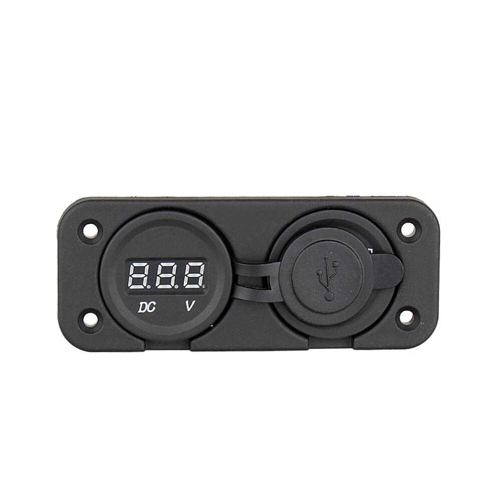 Car Boat Marine Digital Dc Voltmeter Led Dual Usb Charger 12V/24V Compact 4991392989430