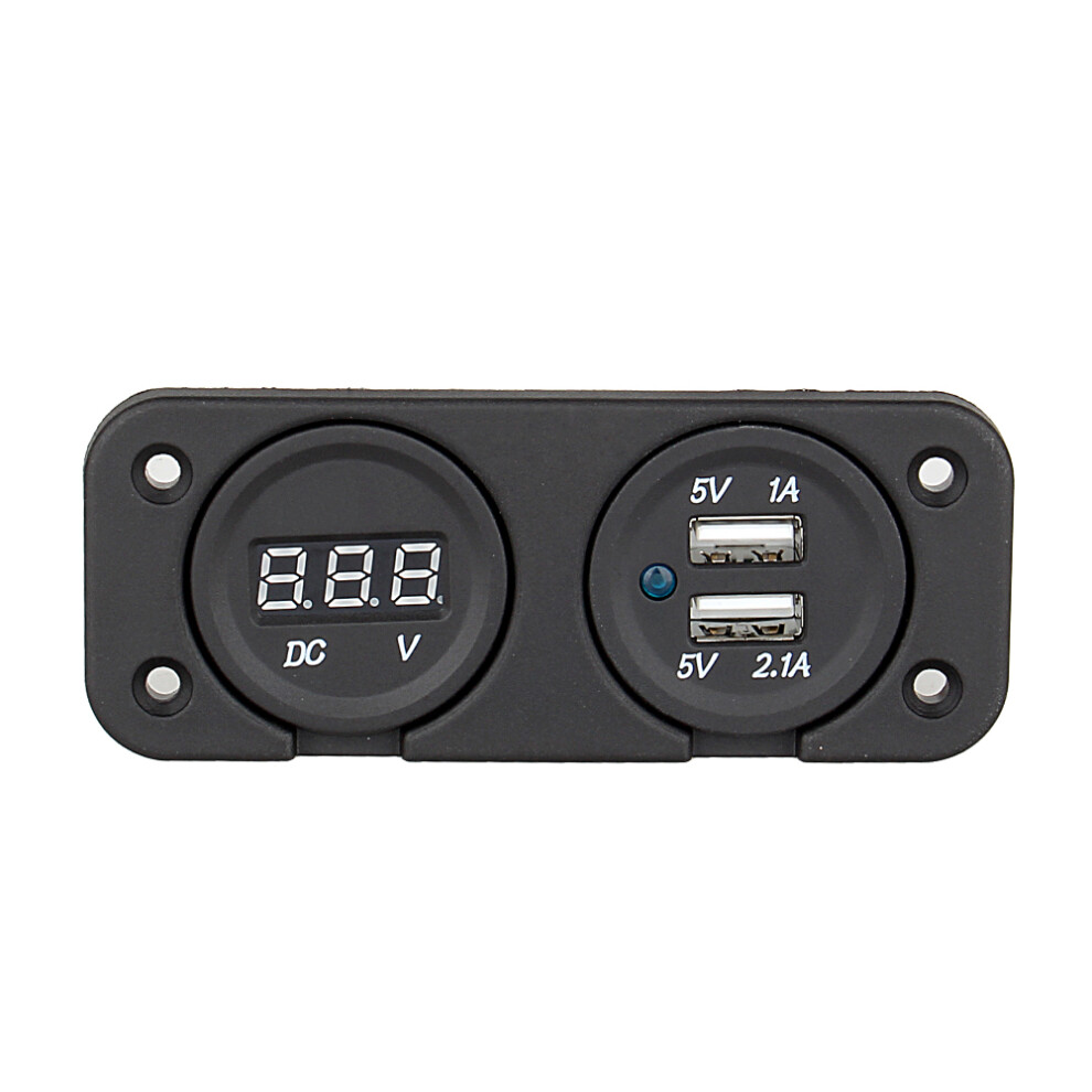 Car Boat Marine Digital Dc Voltmeter Led Dual Usb Charger 12V/24V Compact 7891393085148