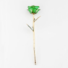 Deep Green Gold Rose Gift, 24k Dipped Long Stem Romantic Flower