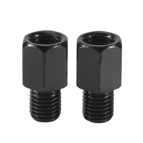 2 PCS motorcykel SPEJLADAPTERE KONVERTERER MED URET 8MM TIL 10MM SORT