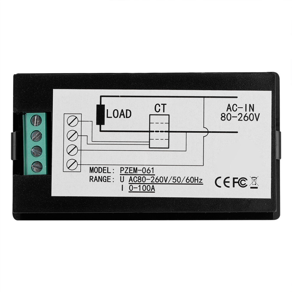 100A Digital Power Meter 80-260V Volt Amp Kwh Watt Monitor 8251393088287