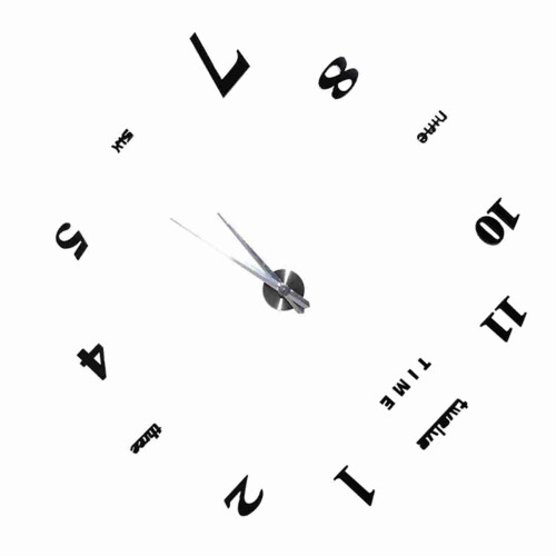 Modern DIY Large Wall Clock Kit - 3D Mirror Surface Sticker for Home & Office