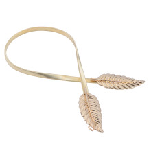 Metal Leaf Elastic Waist Belt for Women Versatile Cummerbund for Dresses