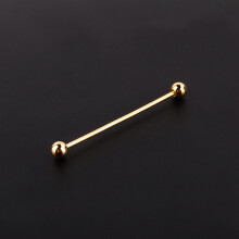 Men Gold Plated Steel Collar Tie Pin 6cm Barbell Clip Brooch 2 Pcs