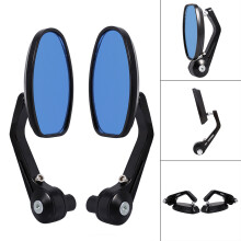 Motorrad Spiegel Alu Schwarz 22mm Lenker Blau