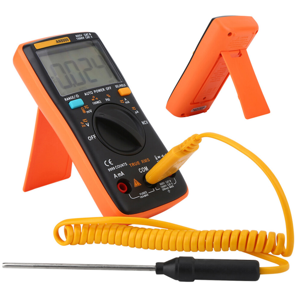 An8009 Digital Multimeter 9999 Count True Rms, Orange, Portable 3761392996698
