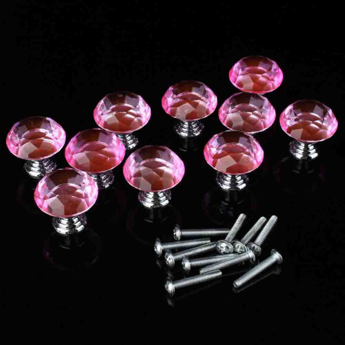 Kristall Knopf Set Rosa 30mm 10er Pack