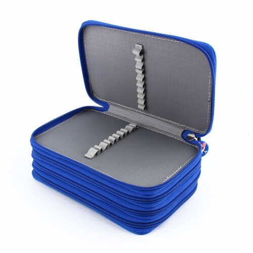 72pcs Multi-Layer Blue Pencil Case with Handle, Large Capacity