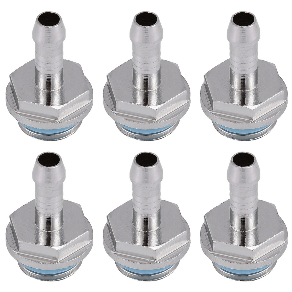 6 Pcs Water Cooling G1/4 Barb Fittings 7.5Mm Tube Connector Silver 9371392999991