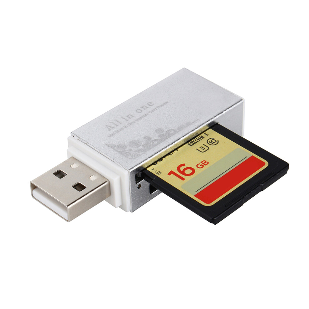 Metal Multi Memory Card Reader Usb 2.0 50X18x11mm Silver 4921393095052