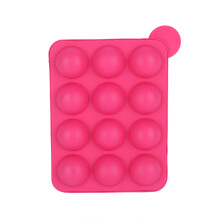 Round Ice Ball Maker Tray - 12 Grids Silicone Cocktail & Candy Mold, Pink