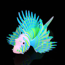 Blue Fluorescence Fish Aquarium Ornament 3D Silicone Lionfish 11.5x7.5x3CM