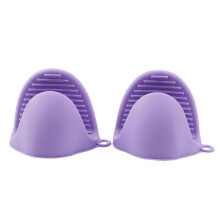 2x Ofen-Mini-Mitts Silikon hitzebeständige Anti-Verbrennungshandschuhe zum Kochen, Topflappen und Topflappen Lila