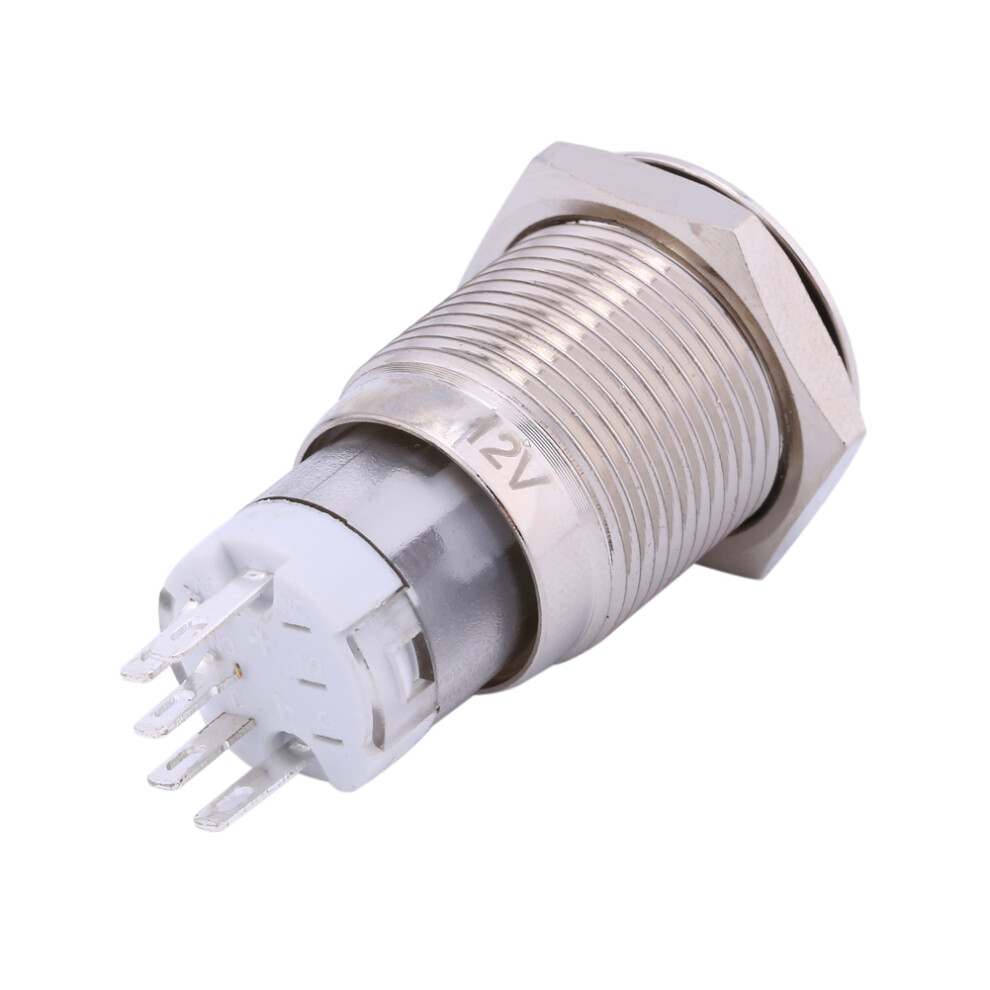 16Mm 12V Metal Led Latching Toggle Switch, 1No 1Nc, Durable 8271393097775