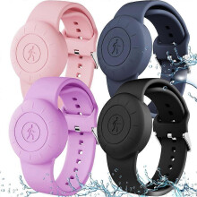 4 PC pour Apple Airtag Bracelet Enfants Boîtier en silicone Étanche Bracelet pour enfants pour AirTags Boîtier Bracelet C
