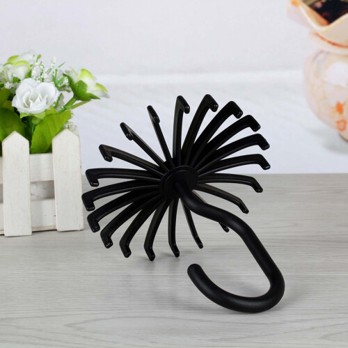 Durable Rotating Tie Rack Hanger with 20 Hooks Adjustable Steel Chrome