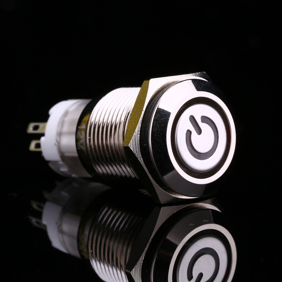16Mm 12V Metal Led Latching Push Switch 1No 1Nc Power Button 6901393097728