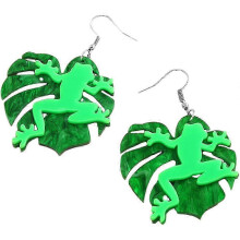 1 Paar Frosch-Ohrringe, Blattohrringe, baumelnde Ohrringe, lustige Ohrringe, Ohrschmuck