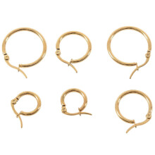 3 Paare 15mm 20mm 25mm Edelstahl-Creol-Ohrringe Set Woman Gold