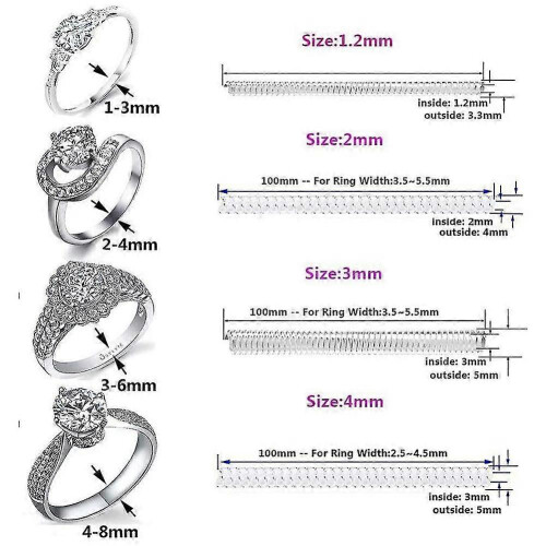 για χαλαρά δαχτυλίδια Invisible Ring Guard Clip Transparent Silicone Sizer Tightener Resizer 4 Μεγέθη 1
