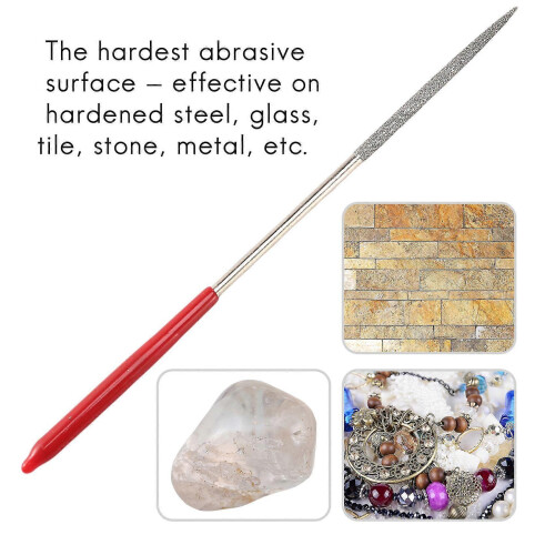 Lapidary Round Rat Tail Diamantfeile 3mm x 140mm Silberton Rot 1