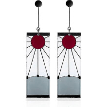 925 Sterling Silber Tanjiro Ohrringe, Anime Demon Slayer Cosplay Tanjiro Schwarze Ohrringe Ohrklemme Kimetsu no Yaiba Hanafuda Halloween-kom