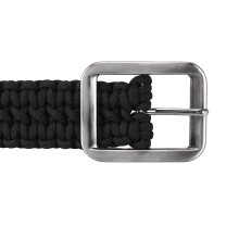 Survival Paracord Belt 47 Inch Black MilSpec Steel Buckle Utility Strap