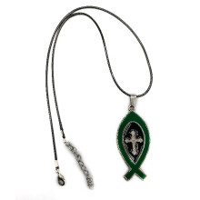 Colar de cruz dupla lateral Pendente católico metálico Ornamento religioso pendurado para mulheres Homens Material de presente sagrado para