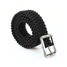 Survival Paracord Belt 550 Utility Belt Black Solid Steel Buckle 47"