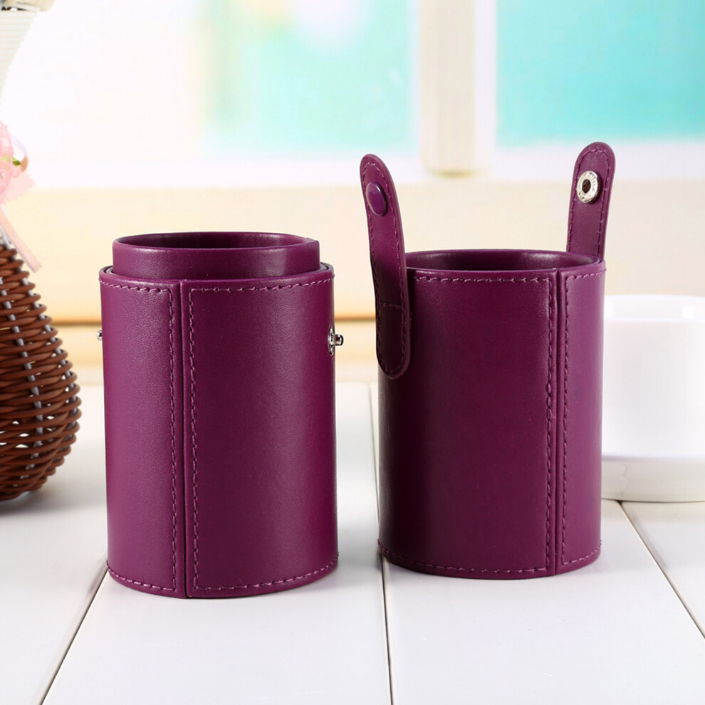 Compact Travel Makeup Brush Holder PU
