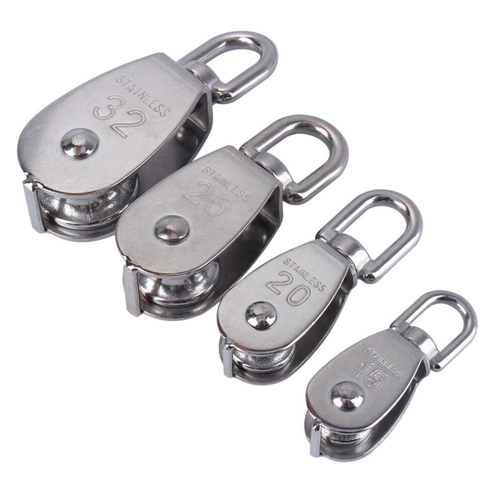 304 Stainless Steel Single Wheel Swivel Pulley Block M32 250Kg Max Load 8421393008404