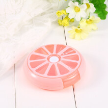 Rotating Pillbox Travel Medicine Container Small 7 Slot Portable Storage Box
