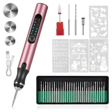 Elektrischer Gravurstift mit 37 Bits, USB-Wiederladbare, schnurlose Gravurgeräte, tragbarer DIY-Rotieren-Graveur